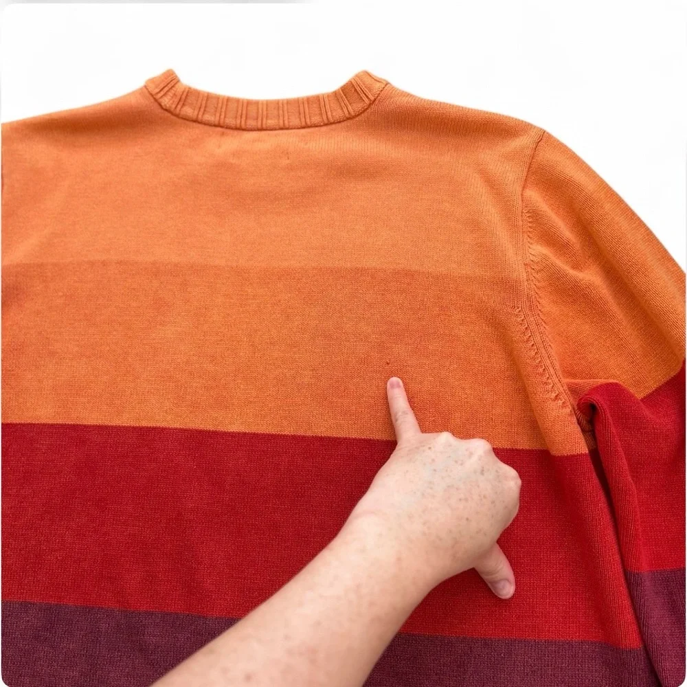 Vintage y2k Heritage Tommy Hilfiger Knit Color-block Spell-out Cotton Sweater Lg - Picture 9 of 9